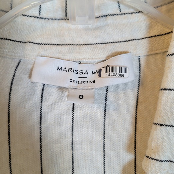 Marissa Webb Womens Striped Tiered Maxi Shirtdress Pockets Size 8 White Preppy - Picture 2 of 10